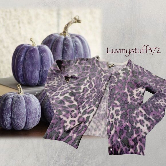 Cute Angora Animal Print Cardigan Sweater - Picture 1 of 8